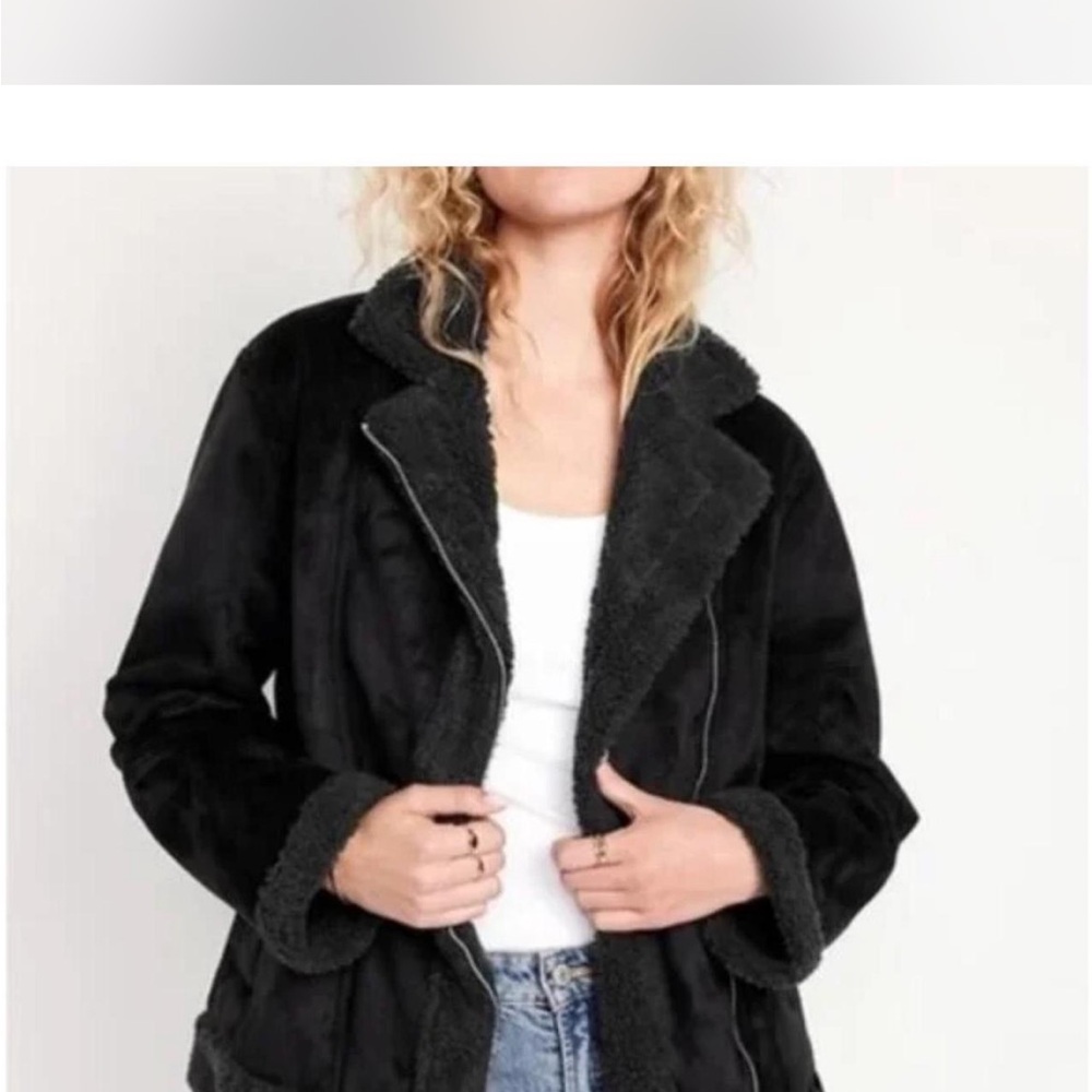 Women's Black Shearling suede moto Jacket